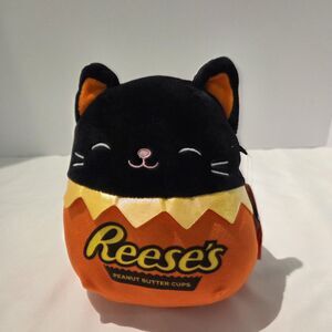 Colton black Cat Squishmallow Reese’s 7-8" Orange RARE kellytoy Valentine gift